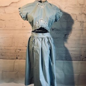 Vintage Nan Scott 50s Top & Skirt Set embroidery S
